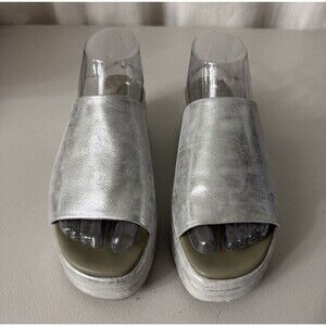 Free People Harbor Platform Sandals Silver Women's Size 9 (39)